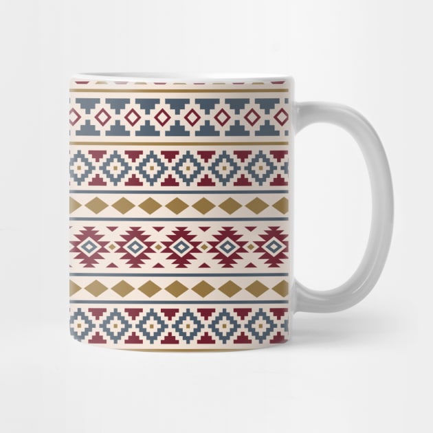 Aztec Essence Pattern II Blue Red Gld Crm by NataliePaskell